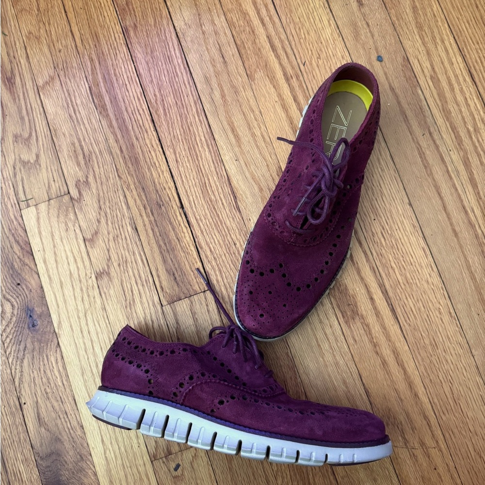 Cole Haan KUDU ZerøGrand Suede Breathable leather wine burgundy men’s sz 7 work